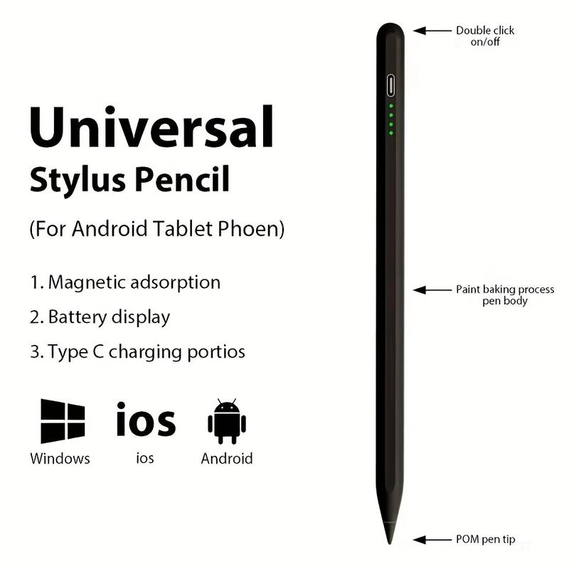 Universal Stylus for iPad,iPhone,Android Tablet, Touch Screen Pen Compatible with Apple Pencil,Windows and Mobile Phone-Power Mode: USB Charging, Working Voltage: ≤ 36V, Rechargeable Battery: Lithium Battery-Polymer, rechargeable Battery, Including