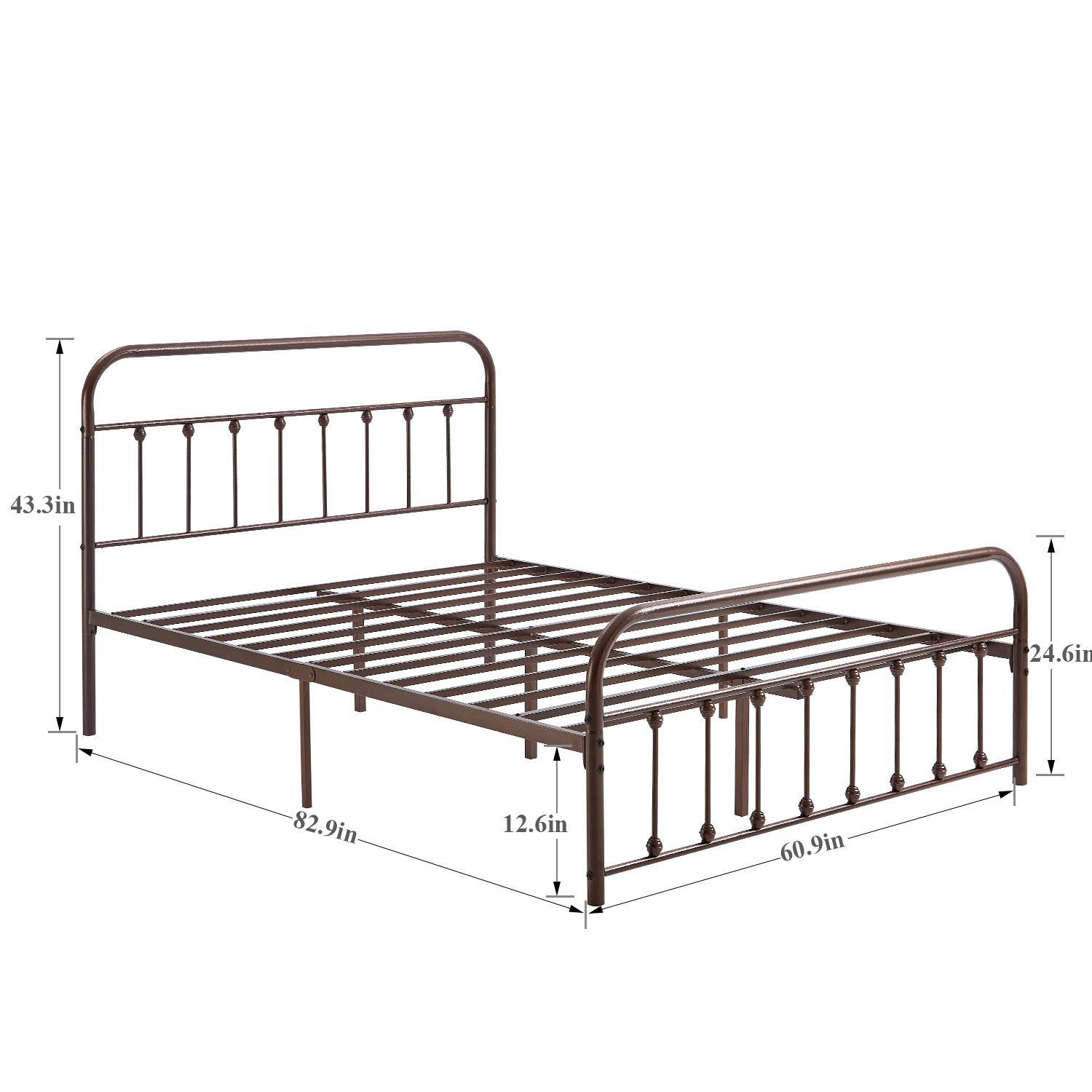 VECELO Classic Metal Platform Bed Frame Mattress Foundation with Victorian Style Iron-Art Headboard/Footboard/Under Bed Storage/No Box Spring Needed/Queen Size Black