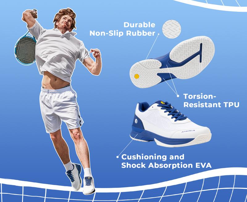 FitVille Men's Amadeus Tennis & Pickleball Court Shoes V2 material Athletic Ortholite Insole Breathable Upper Foot Comfort Sports Cushioning Fathersdaygift