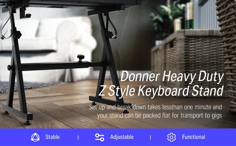 Donner Z-style Heavy-Duty Piano Keyboard Stand Adjustable and Portable/Suitable for 54/61/88 Keys Electric Keyboards Digital Pianos Donner Z-style Heavy-Duty Piano Keyboard Stand Adjustable and Portable/Suitable for 54/61/88 Keys Electric Keyboards Digital Pianos