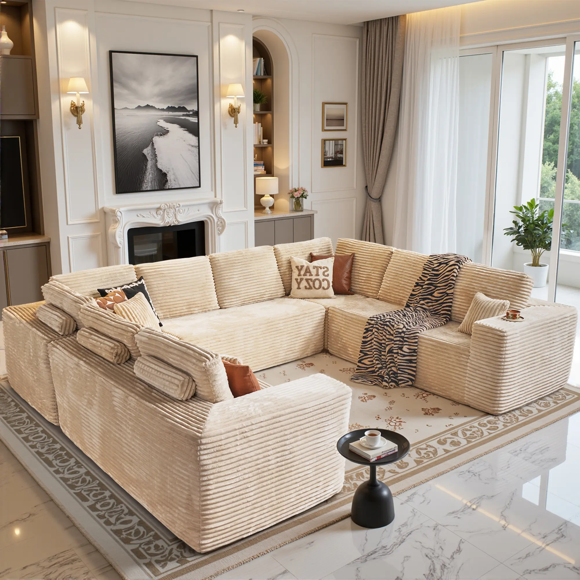 Style 2：Beige Plush - 8 Seaters【4 Packages】