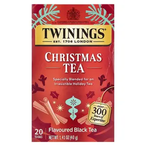 Twinings Flavored Black Tea, Christmas Tea, 20 Tea Bags, 1.41 oz (40 g)