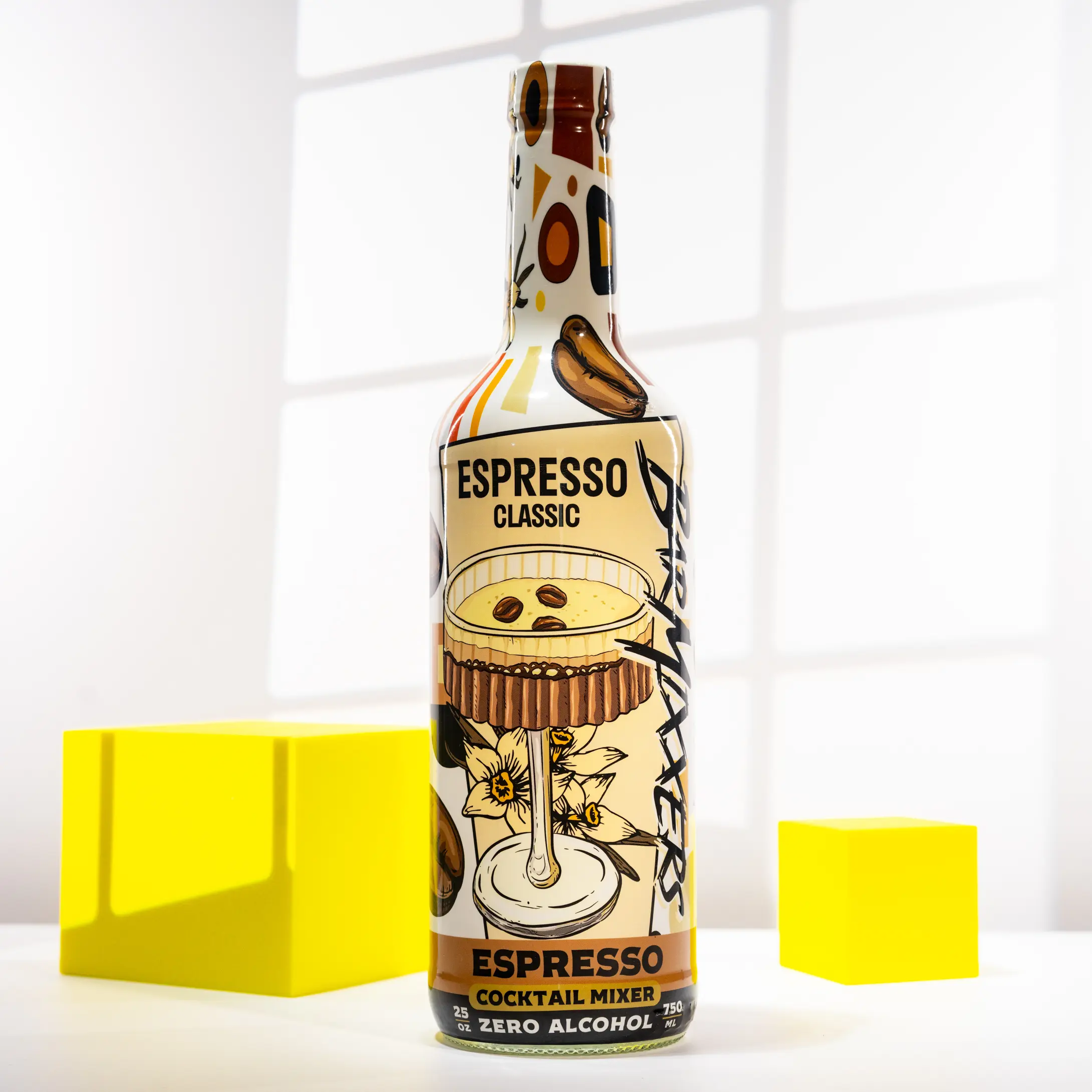 Cocktail mixer Espresso coffee cocktail syrup – non-alcoholic, classic Italian cafe flavor, rich Espresso with vanilla & cacao, creamy texture