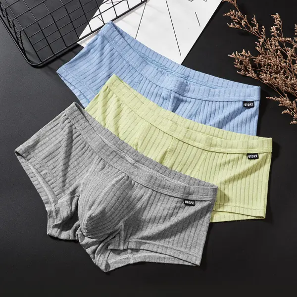 GTOPX Men's Low-Rise Ribbed Knit Athleisure Sports Boxer Briefs, 1/2/3Pcs Premium Easy-Wear Washable Breathable Sweat-Resistant Underwear (XXL Available) for Daily Use, Polyester-Cotton Knitting Menswear, M, Low Waist, Daily Wear, Male