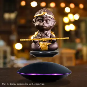 Magnetic levitation UFO display stand suitable for office or bedroom decoration rotating illuminated creative handmade ornament model perfect gift for boys girls and children