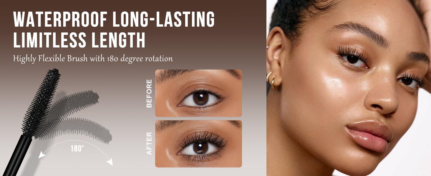 JMS&JMS Tubing Mascara Waterproof Long lasting Volume Lightweight & Nourishing,No Flaking,No Smudging,No Clumping,Safe For Sensitive Eyes Valentine Gift