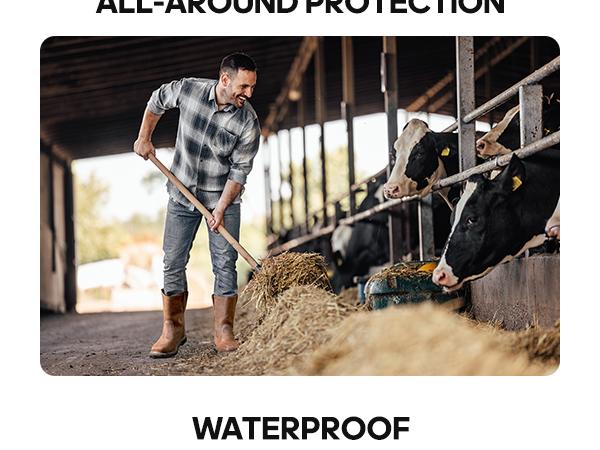 NORTIV 8 Steel Toe Boots for Men Waterproof Pull-on Wellington Work Boots