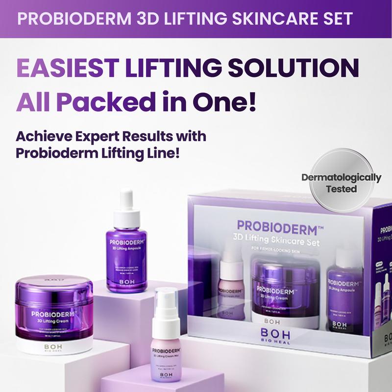 BIOHEAL BOH Probioderm 3D Lifting Skincare Set | Anti-Aging Face Moisturizer Night Cream, Ampoule & Facial Serum Spray | Korean Skin Care Kit for Firming & Hydration | K Beauty Gift Set for Women
