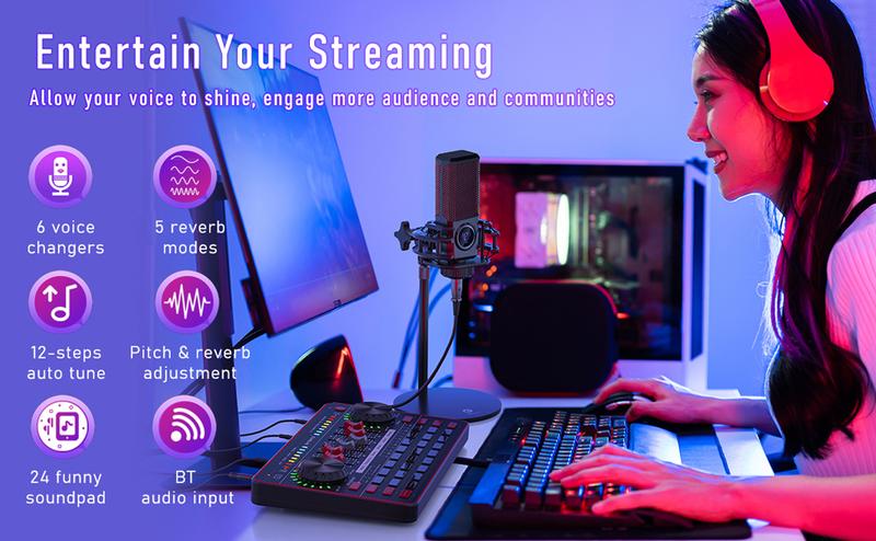 Tenlamp G3 Professional Sound Card Package, Audio Mixer Package, Tenlamp L3 Studio Microphone, Home Studio Voice Changer, YouTube, Live Streaming, Video Recording, Podcast, Broadcasting, #TikTokShopBacktoSchool