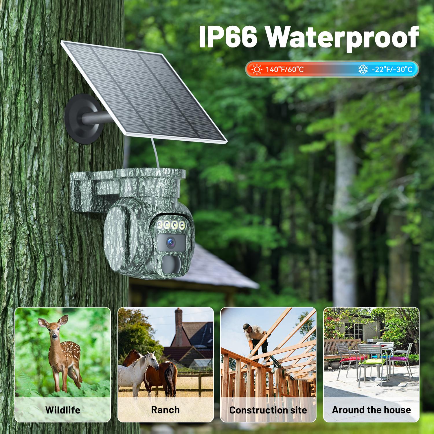 4G LTE Wireless Solar Powered Security Camera, No WiFi Needed Outdoor – 2K HD Live View 360° Coverage, Remote APP Controlled, IP65 WaterProof, Motion Activated, Night Vision, 2 Way Audio