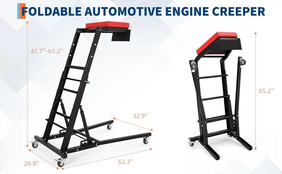 【GARVEE】Heavy-Duty Adjustable Automotive Engine Creeper with 400 LBS Capacity, Height Adjustable from 47.7" to 66", Padded Deck, 4 Swivel Casters, Multiple Angle Adjustments, Available in Multiple Colors
