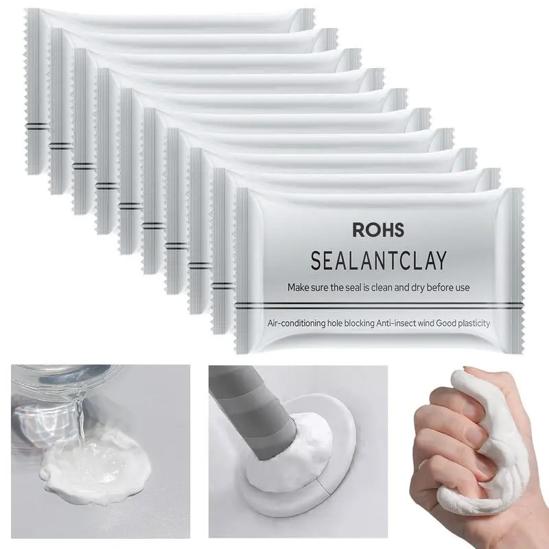 10Count Waterproof Sealant Putty,Quick Mending Mud,Repair Wall Holes,for Drain Connection,Wall Hole,Air Conditioning Hole Waterproof Seal Putty