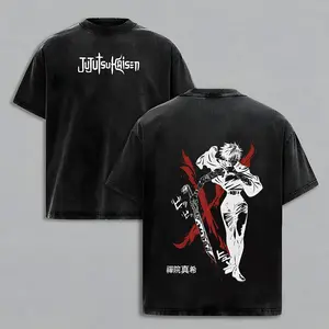 Maki Zenin Tee Washed – Jujutsu Kaisen Execution Culling Game Arc Vintage Oversized Heavy Cotton Double Printed Anime Manga T-Shirt, Retro Unisex Streetwear Graphic Top, The Demon of Zenin Clan Edition