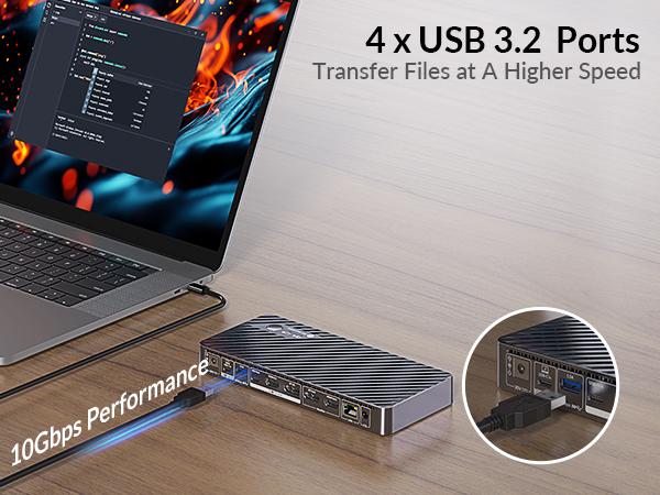 AV Access iDock B10 KVM Switch Docking Station for Laptop & Desktop, 8K@60Hz Dual Monitors, 100W Charging, High-Speed USB 3.2, 1G Ethernet, 4K@165/144/120Hz for Gaming