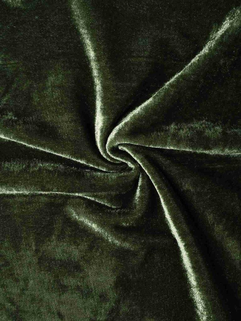 1940s Deep V-Neck Pearl Velvet Dress with Fur Buttons Vintage Casual Polyester Green Womenswear