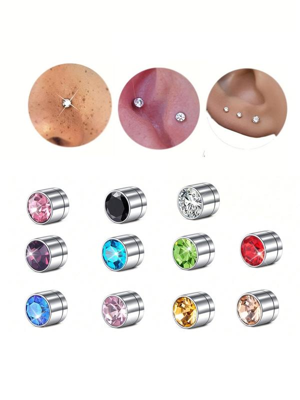 6pcs Magnetic Fake Nose Stud, Fake Nose Piercing Silver Gold Clip On Earring Nose Piercing Kit