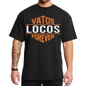 Vatos Locos Forever Chicano Original Gangster Style Typo Graphic Orange Design Clothing Unisex Hoodie Medium Heavy Sweatshirt for Men & Women