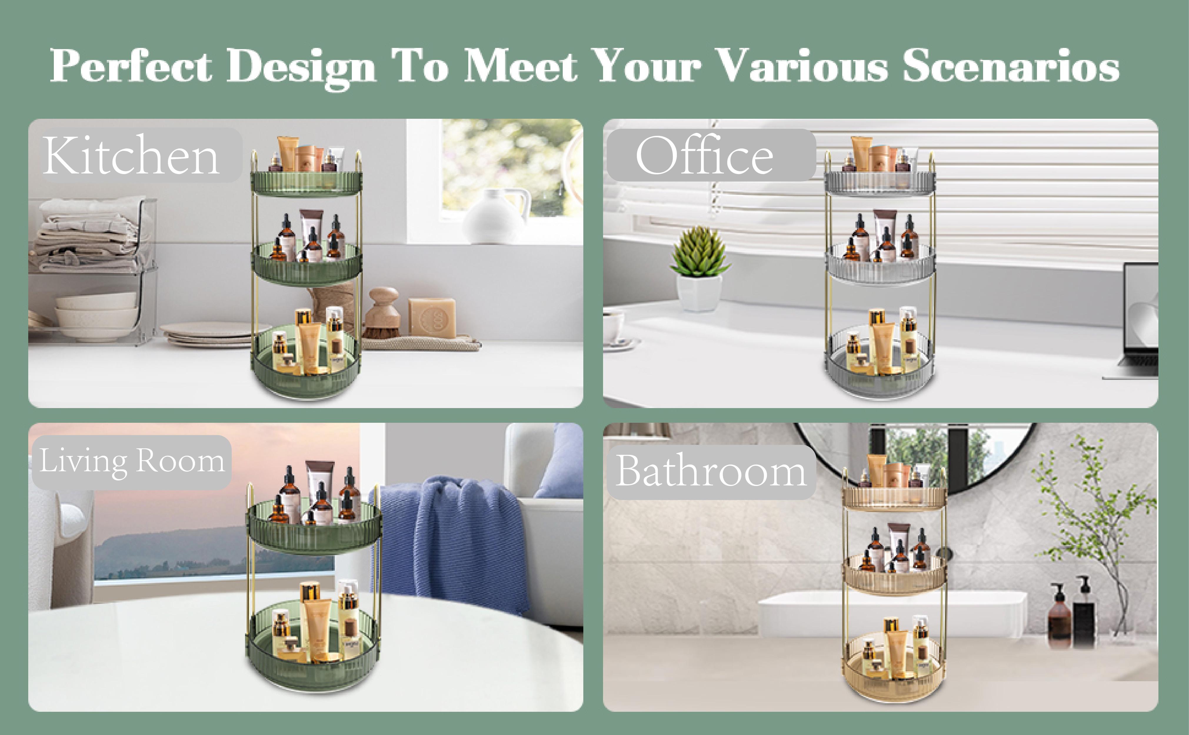 360° Rotating Makeup Organizer: Large-Capacity Spinning Caddy for Cosmetics, Perfume, Skincare, Lipsticks, and More on Bathroom Vanity. Racks