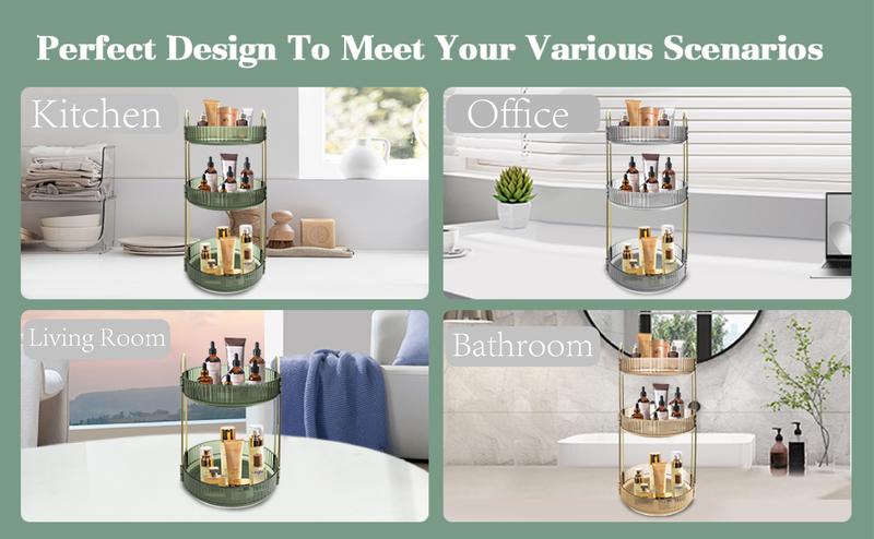 360° Rotating Makeup Organizer: Large-Capacity Spinning Caddy for Cosmetics, Perfume, Skincare, Lipsticks, and More on Bathroom Vanity. Racks