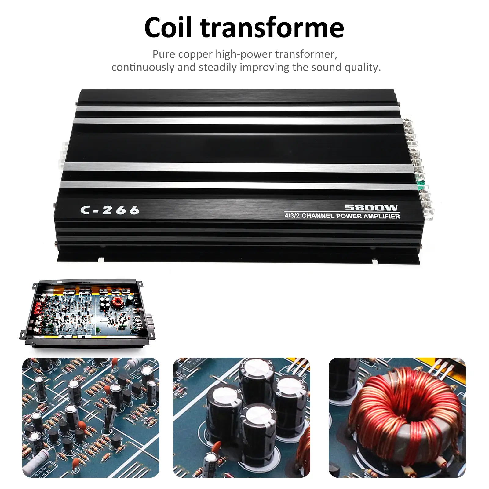12V 4 Channel High Power Car Power Amplifier Aluminum Alloy Car Audio Amplifier