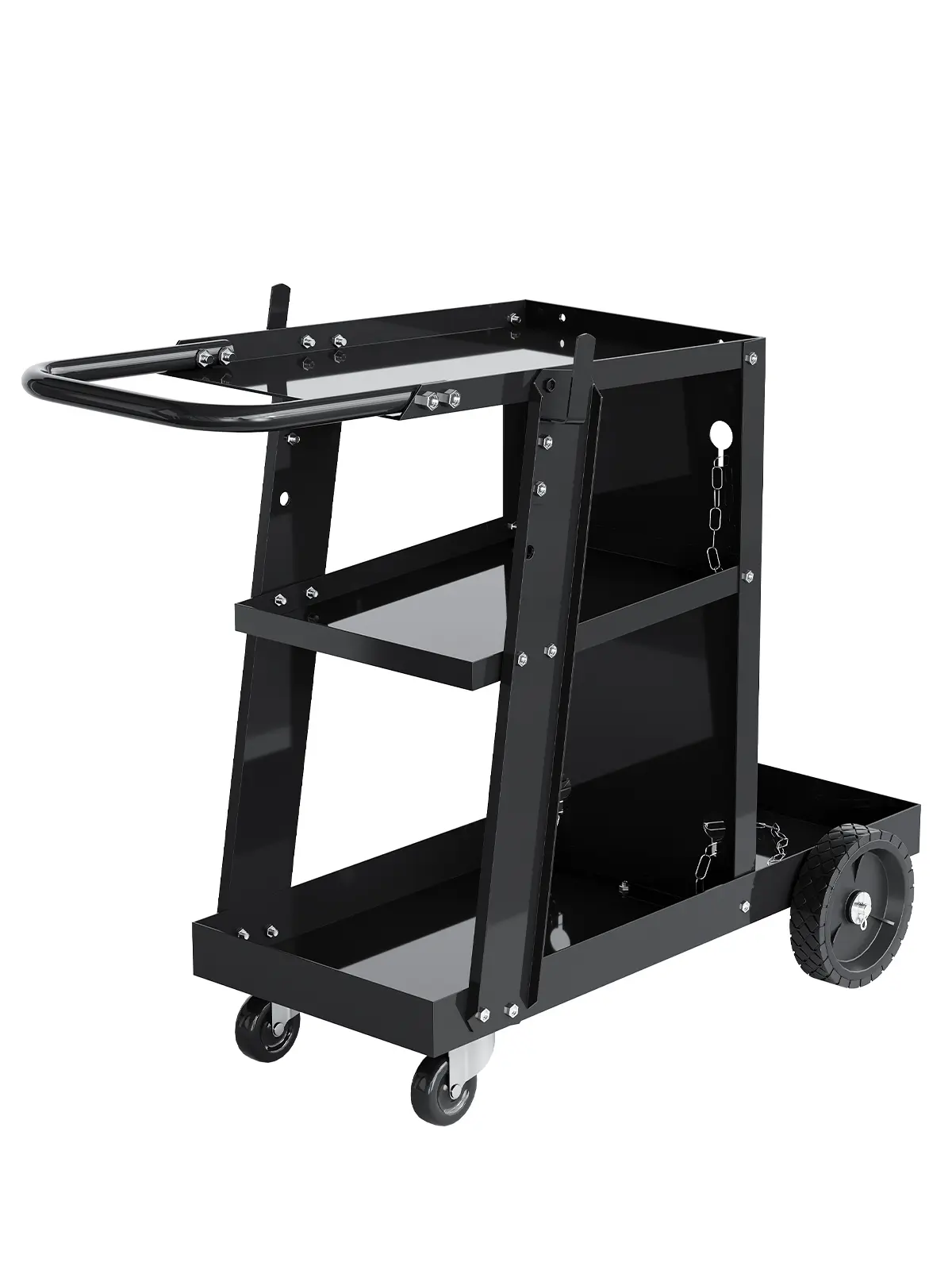 Garvee Upgraded-Welding Cart, 3-Tier Heavy Duty Steel Utility Trolley, 400 lbs Load Capacity, Upgraded Higher Handle, Industrial Welder Storage Carrier, for Workshop Equipment Storage