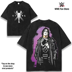 WWE Sting Washed T-Shirt | Vintage Graphic Design | Iconic Wrestling Print | Classic Fan Apparel Cotton Fabric