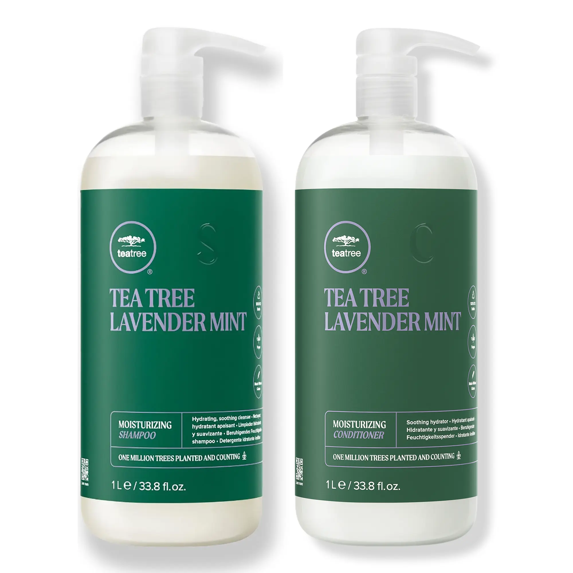 Paul Mitchell Luxury Haircare Tea Tree Lavender Mint Shampoo & Conditioner Duo - 1L Blend, Hydrate, Frizz-Control Cleanser & Calming Moisturizer for Natural Curls