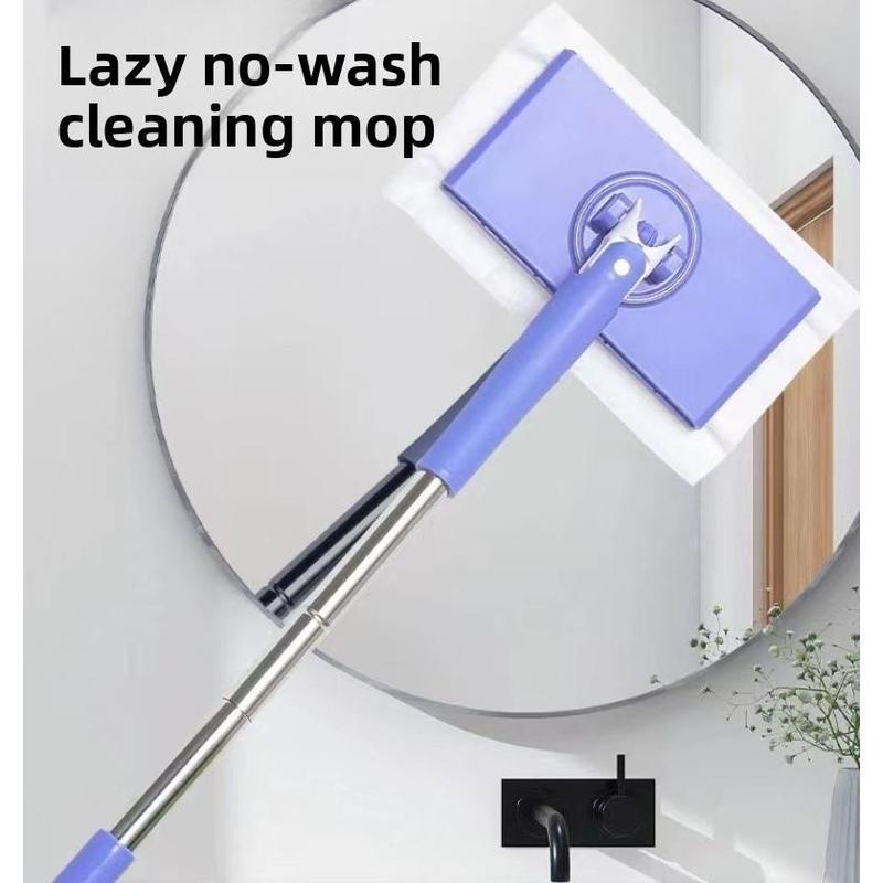 Portable Self-Squeeze Mop Set, Flat Mops, Reusable Cleaning Tool for Hard Floors, Compact Bathroom & Home Maintenance Accessory