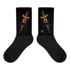Streetwear black foot socks, dagger graphic, New City Exclusive