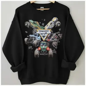 Monster Jam Sweatshirt, Vintage Monster Truck Racing Crewneck, Grave Digger Megalodon Dragon Sweater, Retro Motorsport Apparel, Monster Jam Fan Gift, Oversized Graphic Jumper	