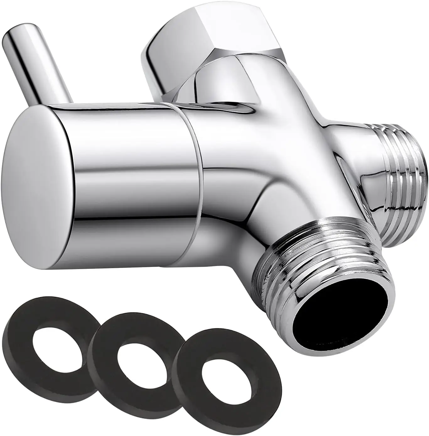 G1/2" Shower  Diverter Valve, Solid Brass Shower Arm Diverter Valve for Hand Held Showerhead and Fixed Spray , 20mm Diameter 3-Way Universal Shower System Replacement Part (Chrome Finish)