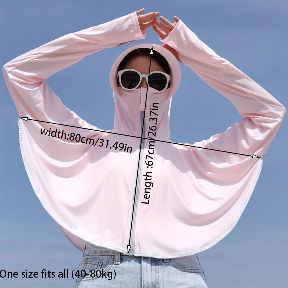 Women's sun protection hoodie, women's jacket summer sun protection clothing, outdoor hiking and cycling jacket, UV protection top, outdoor hooded mask, hooded breathable zipper jacket