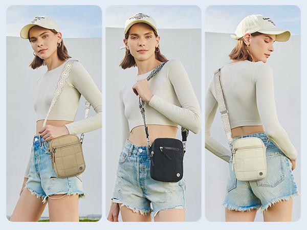 Telena Small Crossbody Bags for Women Cell Phone Purse Lightweight Shoulder Bag with Adjustable Guitar Strap Gift