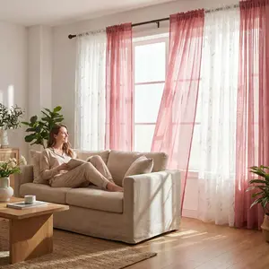 Window Wear 8 Panels 34X84 Inches Customized Package 4 Dolly Fabric Embroidered Curtains 4 540D Chiffon Rod-in-Head Design High-End Elegant Indoor Aesthetics FT7005 + L21