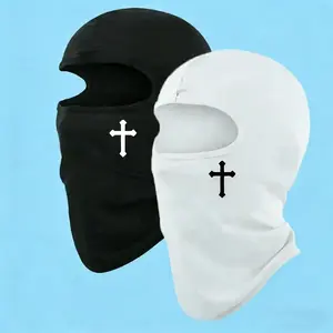 Breathable black cross-shaped balaclava full-face ski mask, perfect for outdoor sports such as cycling, motorcycling, hiking, and skiing.