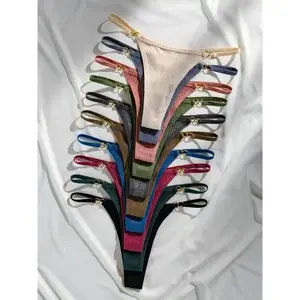 10pcs Elegant Women's Thongs - Soft Nylon Blend, Non-See-Through, Solid Color, Comfort Fit Underwear