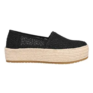 TOMS Womens Valencia Platform Espadrille Flats Casual - Black