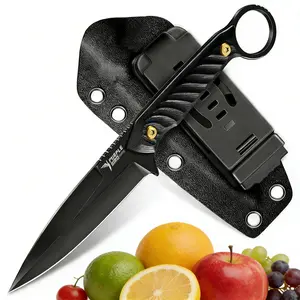 PURPLEBIRD  Knife with Kydex Sheath - Full Tang  Knife for Men with TiN-Coated 440C Blade & G10 Handle,  Christmas Gift for Men
