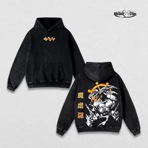 Mahoraga Tee Washed – JJK Anime Vintage Washed & Acid Wash Heavy Cotton Oversized Graphic T-Shirt & Hoodie, Double Printed Dark Fantasy Anime Manga Streetwear, Retro Unisex Soft Cotton Apparel, Gift for JJK Fans And Loves