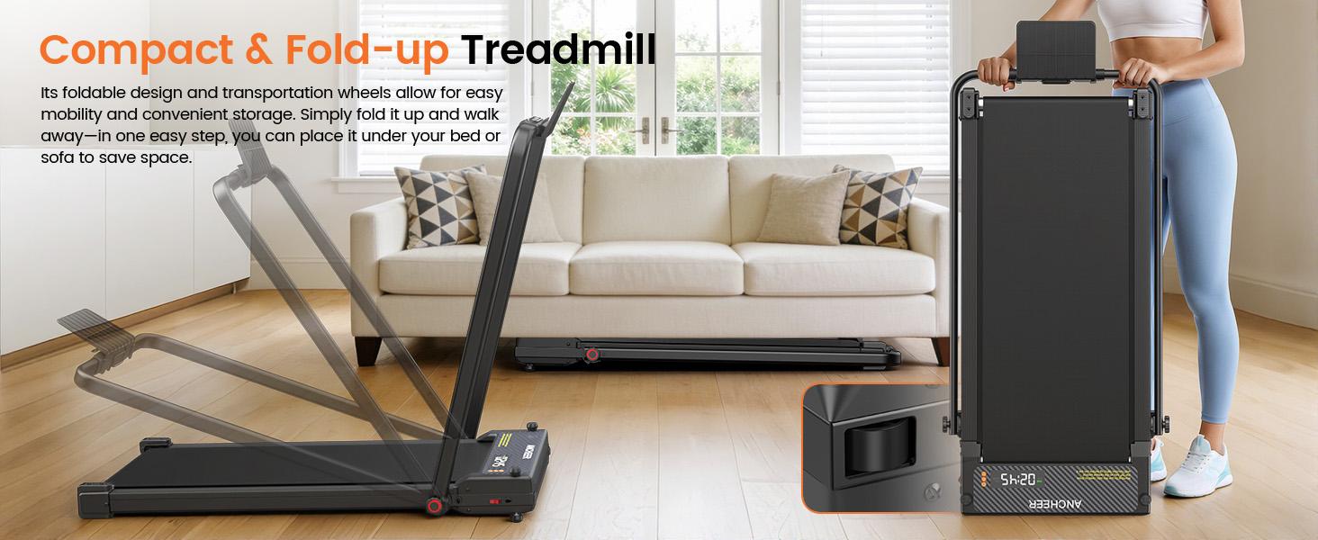 【New Year Special】Home/Office Treadmill, Under-Desk Walker, LED Display, 300 lbs Weight Capacity, Multi-Function Fitness Station