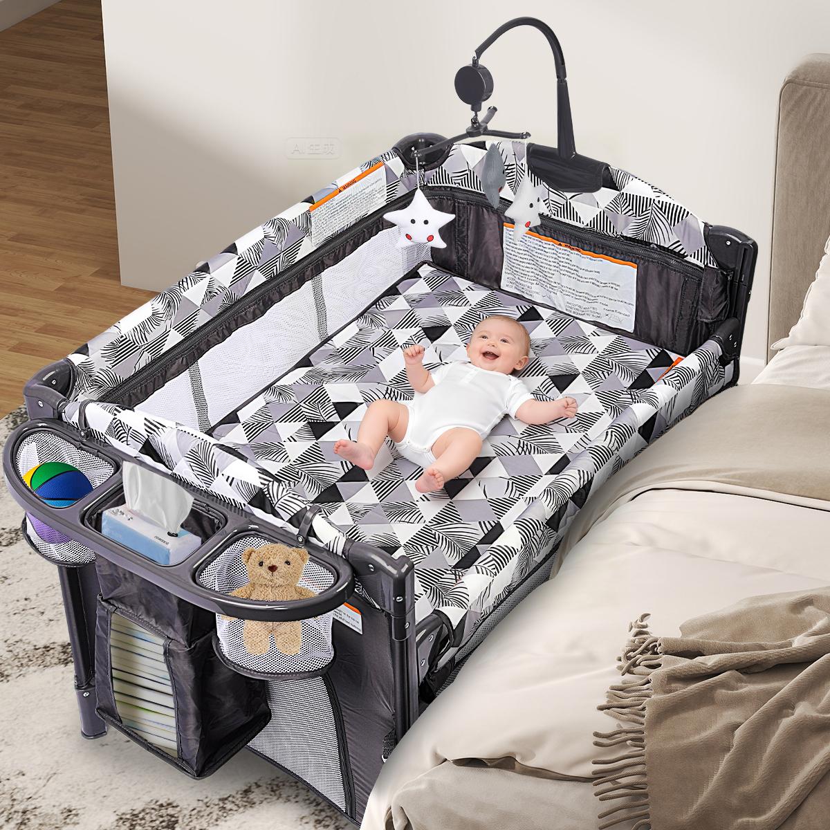 Scabine 5 in 1 Baby Bassinet, Bedside Bassinet for Baby, Portable Baby Crib with Diaper Changing Station, Carry Bag, Bedside Cosleeper Bassinet Scabine 5 in 1 Baby Bassinet, Bedside Bassinet for Baby, Portable Baby Crib with Diaper Changing Station, Carry Bag, Bedside Cosleeper Bassinet
