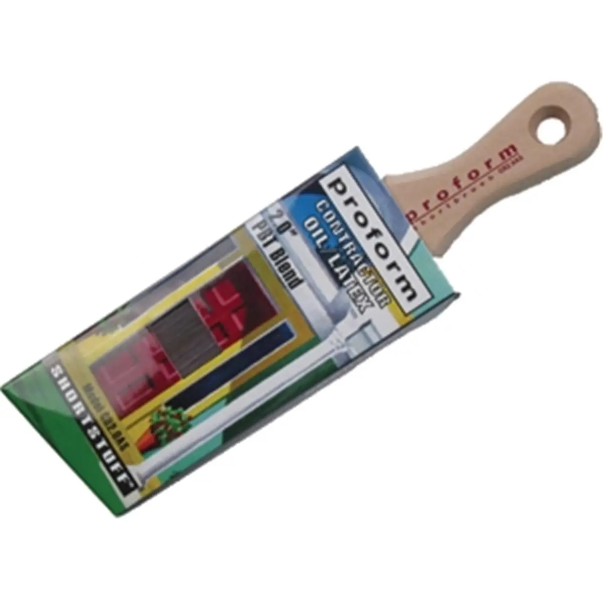 Proform CR2.0AS Contractor Paintbrush - 2" Width (2 in.) Angled Cut High Performance PBT Filaments Brush, Short Handle, Acid Dipping Process, Easily Tapered Bristles, Knot & Ferrule Construction, 0.2 lbs., Quick Paint Travel, for All Coatings