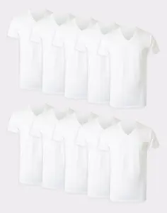 Hanes Men's White V-neck Undershirt Super Value Pack Moisture-wicking Cotton 10-pack Underwear Multi Comfortable Fit Soft Stretch Fabric Breathable 777z10