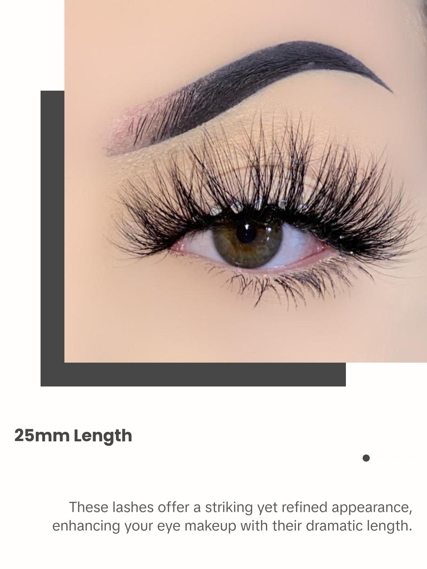Gozen AUDREY by Hollywoodlash – 25mm Real Mink Fur False Eyelashes | Elegant, Reusable Lashes Up to 20x | Dramatic Eye Look | Flexible Band