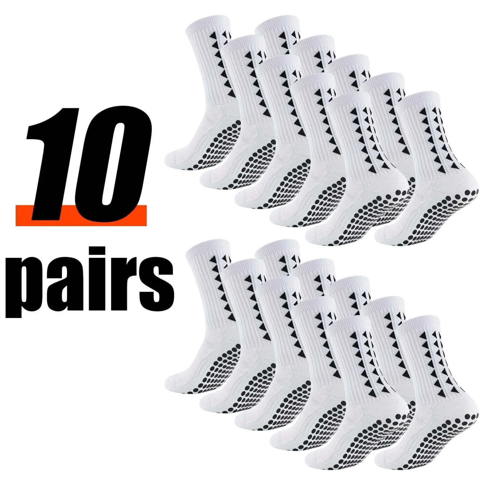 Unisex Anti-Slip Cushioned Soccer Grip Socks - 3/6/10 Pairs, All-Season Mid-Calf, Breathable, for Football Matches, Outdoor Training, Anti-Slip Sports Socks, Cushioned Sports Socks