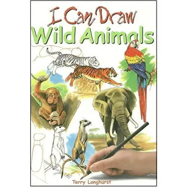 Used "I Can Draw Wild Animals" by Terry Longhurst (Hardcover) - School & Educational Office Stationery Art Book, Drawing Guide, Animal Sketches, Learn About Wildlife, Clean Pages, 1 lbs