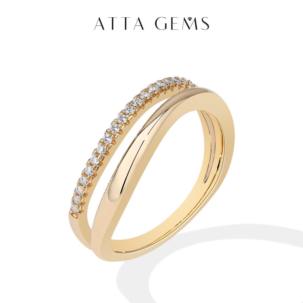 ATTAGEMS Round Cut 2mm D Color Lab-Created Moissanite Ring  925 Sterling Sliver Eternity Band Wedding Engagement Rings for Women Unique Jewelry Gift R287