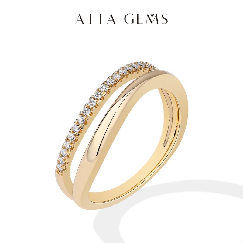 ATTAGEMS Round Cut 2mm D Color Lab-Created Moissanite Ring  925 Sterling Sliver Eternity Band Wedding Engagement Rings for Women Unique Jewelry Gift R287