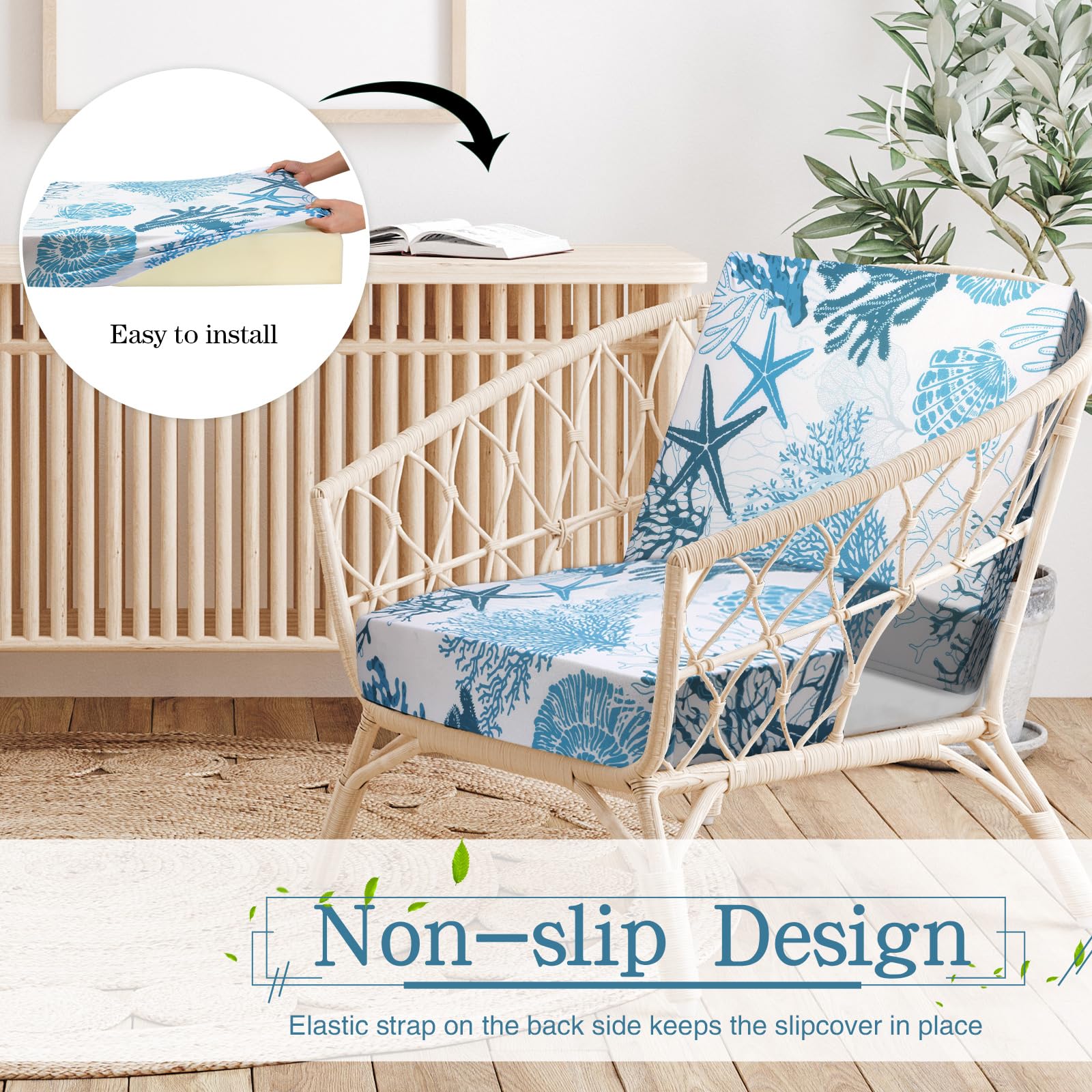 Easter Waterproof Patio Cushion Covers for Outdoor Patio Furniture & Indoor Sofa Cushions, 12/8/4Pcs, Elastic Pet-Friendly Sofa Cover Sofa Slipcover Couch Covers Anti-Slip Sofa Protector Sofa Seat Cover Replacement Sets for Spring Summer Patio Decor