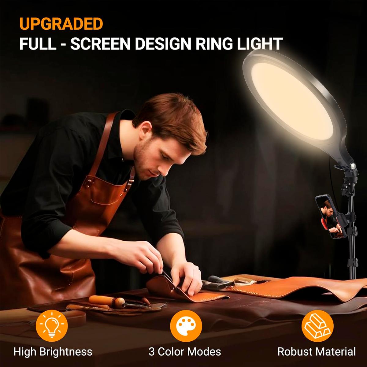 10" Dimmable Ring Light with 63" Telescopic Tripod & Phone Holder– Soft LED Fill Light for Content Creation, Mlogging, Vlogger, TikTok, Makeup Artists, Instagram Reels, Live Streaming & Video Conferencing, Compact USB-Powered Design for Travel#SpringBreak